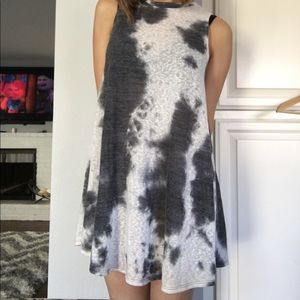 Tie die grey and white summer dress- sleeveless